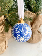 Load image into Gallery viewer, Blue Floral Print Ceramic Ornament