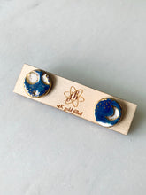 Load image into Gallery viewer, Porcelain Moon Phase Gold Stud Earrings