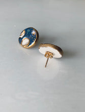 Load image into Gallery viewer, Porcelain Moon Phase Gold Stud Earrings