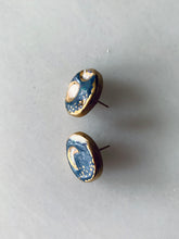 Load image into Gallery viewer, Porcelain Moon Phase Gold Stud Earrings