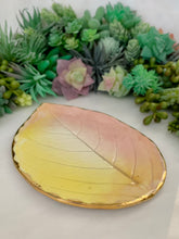 Load image into Gallery viewer, Gold Trim Hydrangea Leaf Porcelain Dish