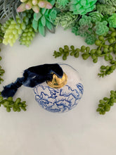 Load image into Gallery viewer, Blue Peony Print Ceramic Ornament