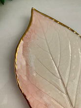 Load image into Gallery viewer, Gold Trim Pink Hydrangea Leaf Porcelain Dish