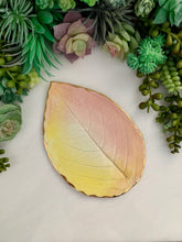 Load image into Gallery viewer, Gold Trim Hydrangea Leaf Porcelain Dish