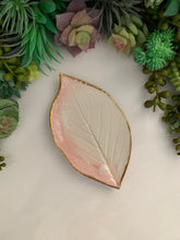 Load image into Gallery viewer, Gold Trim Pink Hydrangea Leaf Porcelain Dish