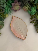 Load image into Gallery viewer, Gold Trim Pink Hydrangea Leaf Porcelain Dish
