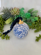 Load image into Gallery viewer, Blue Peony Print Ceramic Ornament