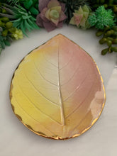 Load image into Gallery viewer, Gold Trim Hydrangea Leaf Porcelain Dish