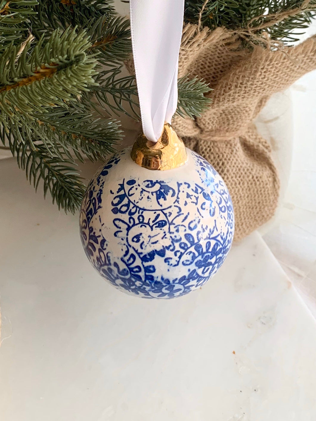 Blue China Print Ceramic Ornament