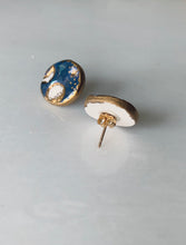 Load image into Gallery viewer, Porcelain Moon Phase Gold Stud Earrings
