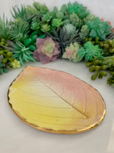 Load image into Gallery viewer, Gold Trim Hydrangea Leaf Porcelain Dish
