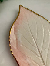 Load image into Gallery viewer, Gold Trim Pink Hydrangea Leaf Porcelain Dish
