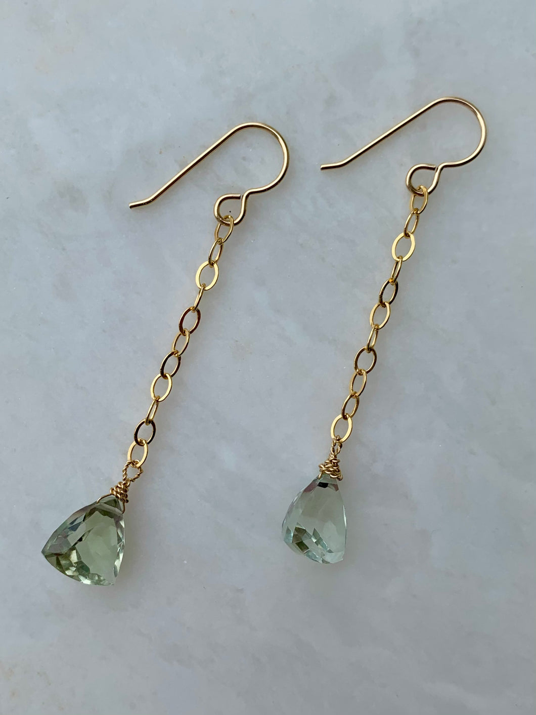 Green Amethyst Dangle Earrings