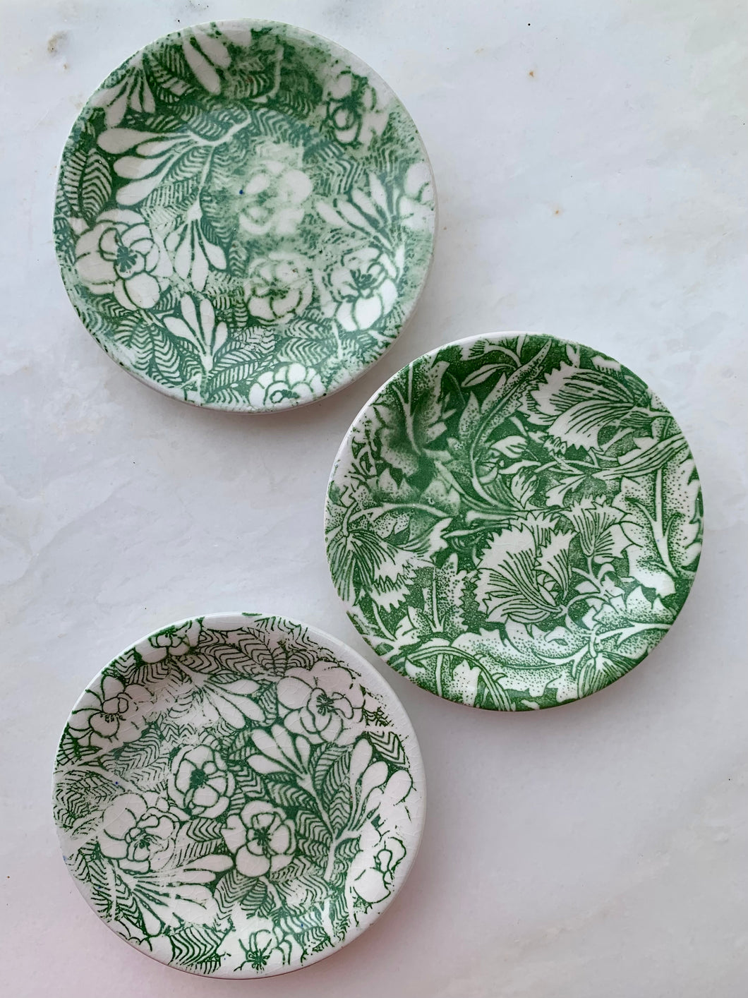 Green Floral Ceramic Dish Set