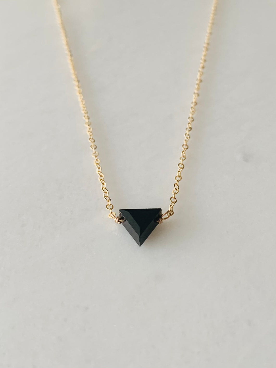 Black Spinel Triangle Necklace