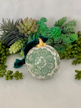 Load image into Gallery viewer, Green Floral Print Ceramic Ornament

